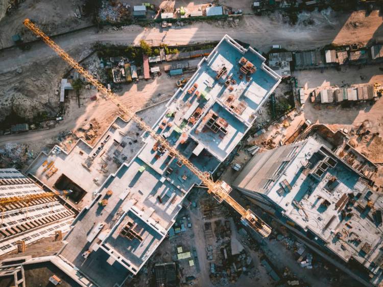 Apartment building being constructed